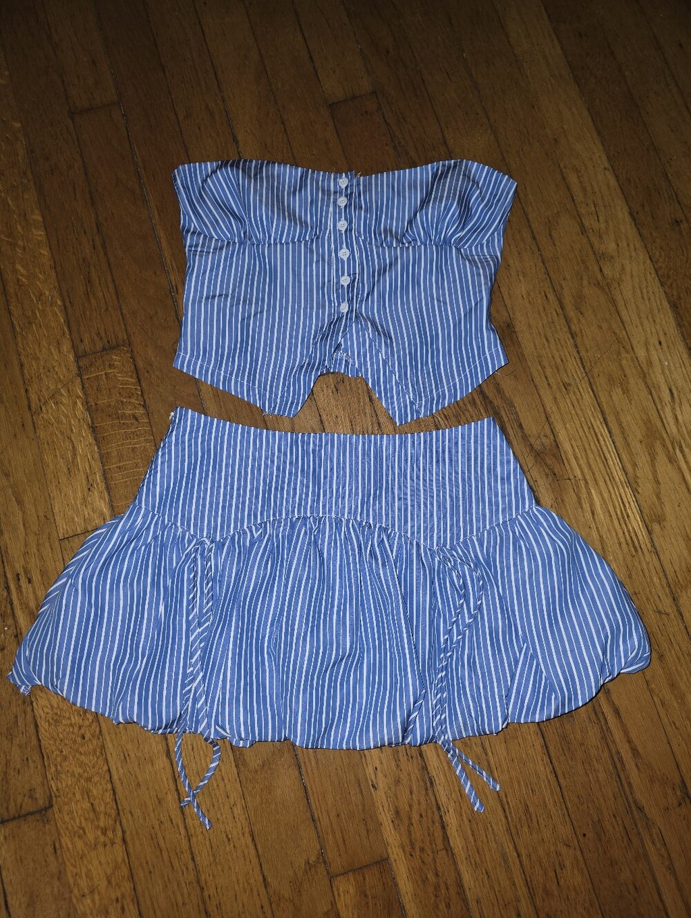 Blue Gingham Mini Skirt And Top Set - Picture 4 of 4